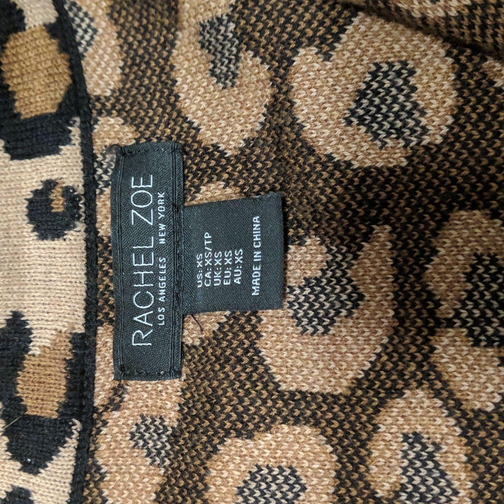 Rachel Zoe Leopard Print Full Zip Sweater XS - Picture 4 of 7